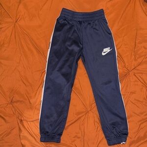 Nike Kids Blue Joggers with Logo Stripes